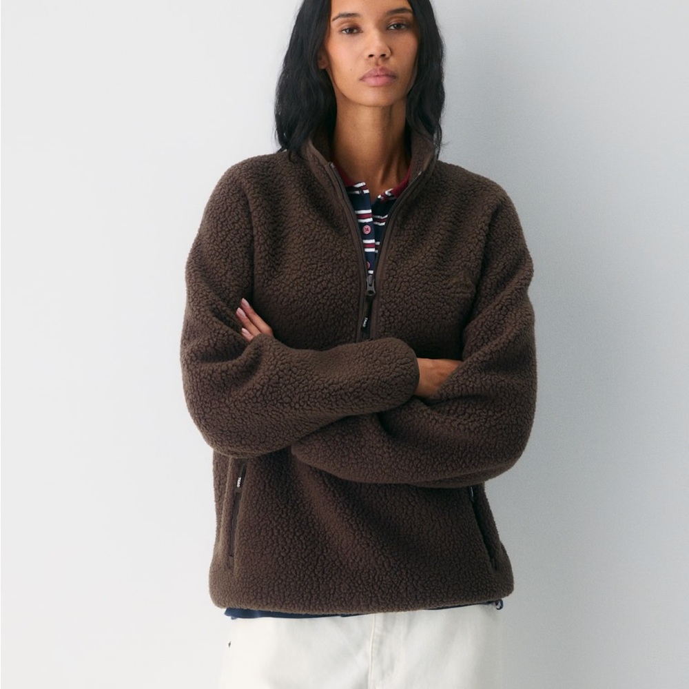 Aritzia Polartec Thermal Pro 1/2 Zip Sweater Rich Mocha Brown